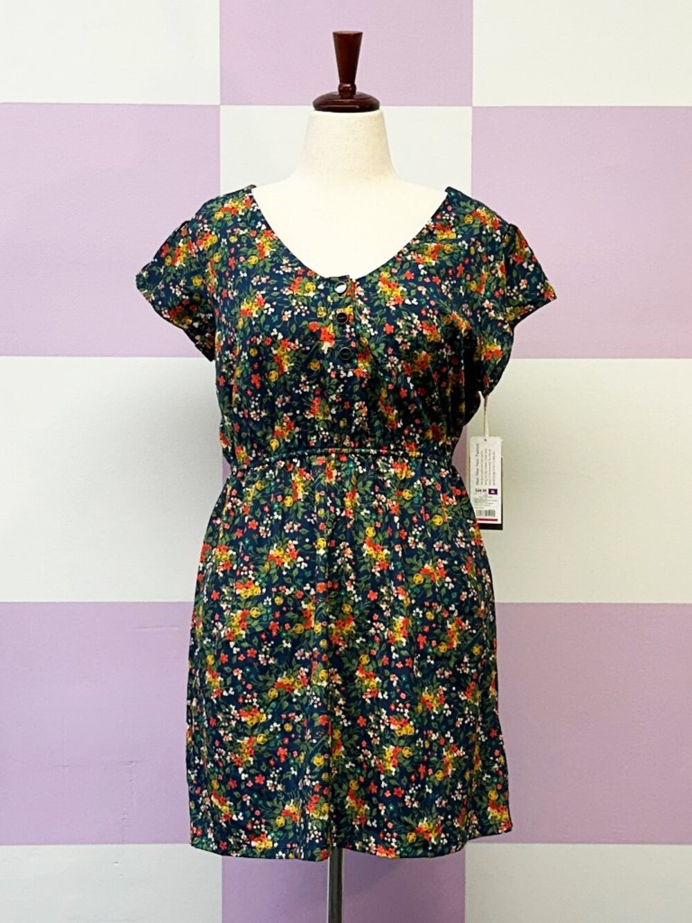 TUCKER for Target - Cute Retro Floral Mini Dress with Elastic Waist - XL - NWT